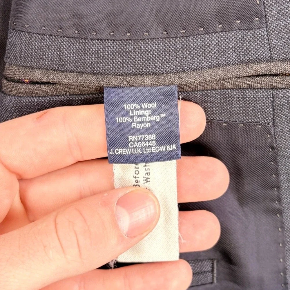 J.Crew Ludlow Sport Coat 42R Charcoal Gray Blue Tollegno Italian Wool Blazer